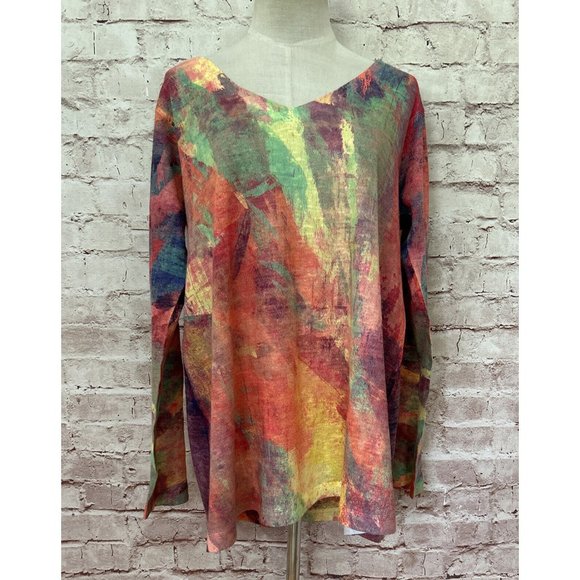 Soft Surroundings Sweaters - Soft Surroundings Womens L Plein De Couleurs Sweater Tunic Top 2BN51 Watercolor